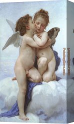 Robert Williams Canvas Paintings - Cupid and Psyche as Children by William Bouguereau