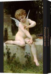 Venus with Mercury And Cupid Canvas Paintings - Cupid with a Butterfly by William Bouguereau