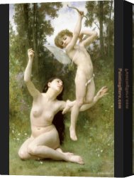 Love Story Canvas Paintings - Love Takes Flight by William Bouguereau