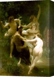 Robert Williams Canvas Paintings - Nymphs and Satyr. by William Bouguereau