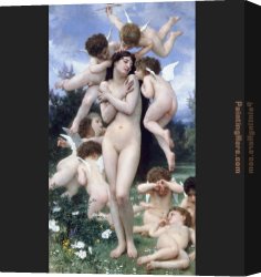 Springtime Canvas Paintings - Springtime by William Bouguereau