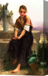 William Huggins Canvas Paintings - The Broken Pitcher by William Bouguereau