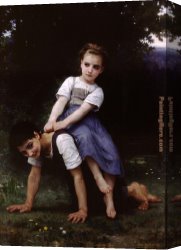 The Sledge Ride Canvas Paintings - The Horseback Ride by William Bouguereau