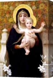 Virgin Canvas Paintings - The Virgin of the Lilies by William Bouguereau