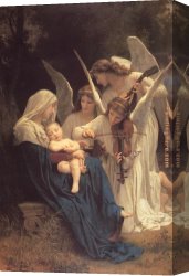 The Virgin And Child with Five Angels Canvas Paintings - The Virgin with Angels by William Bouguereau