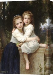Sisters Canvas Paintings - Two Sisters by William Bouguereau