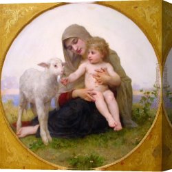 Virgin Canvas Paintings - Virgin and Lamb by William Bouguereau