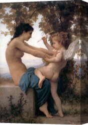 Robert Williams Canvas Paintings - Young Girl Defending herself against Cupid by William Bouguereau