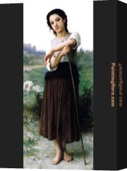 Standing Canvas Paintings - Young Shepherdess Standing by William Bouguereau