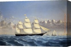 Ships Canvas Paintings - Clipper Ship 'Golden West' of Boston, Outward Bound by William Bradford