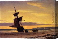Autumn Scene Canvas Paintings - Coastal Scene by William Bradford