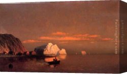 Coast Canvas Paintings - Fishermen off the Coast of Labrador sunset by William Bradford