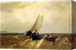Fishing Boats at Dusk Canvas Paintings - Fishing Boat in the Bay of Fundy by William Bradford