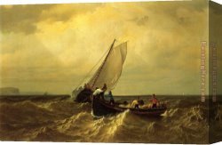 Fishing Boats at Dusk Canvas Paintings - Fishing Boats on the Bay of Fundy by William Bradford