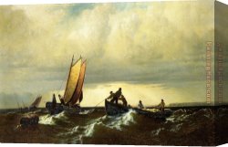 Fishing Boats at Dusk Canvas Paintings - Fishing Boats on the Bay of Fundy i by William Bradford