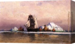 Fleet Canvas Paintings - Fishing Fleet off Labrador by William Bradford