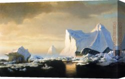 Icebergs Canvas Paintings - Icebergs in the Arctic by William Bradford