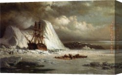 Ships Canvas Paintings - Icebound Ship by William Bradford