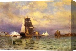 Battle Canvas Paintings - Looking out of Battle Harbor by William Bradford