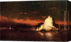 La Belle Endormie Canvas Paintings - Perce Rock, Belle Isle Straits by William Bradford