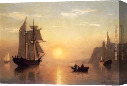Calm Canvas Paintings - Sunset Calm in the Bay of Fundy by William Bradford
