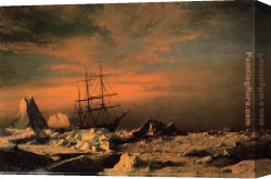 Icebergs Canvas Paintings - The 'Panther' Among the Icebergs in Melville Bay by William Bradford