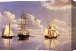 Waiting Canvas Paintings - The Kennebec River, Waiting for Wind and Tide by William Bradford