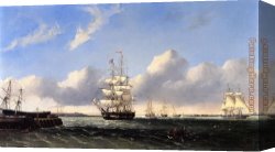 Port of Valencia Canvas Paintings - The Port of New Bedford from Crow Island by William Bradford