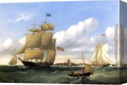 Burne-jones Canvas Paintings - The Whaleship 'Emma C. Jones' Off Round Hills, New Bedford by William Bradford