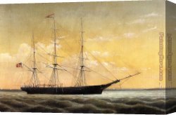 Match Point Canvas Paintings - Whaleship 'Jireh Perry' off Clark's Point, New Bedford by William Bradford