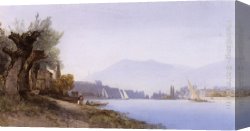 Sydney Harbour Canvas Paintings - A View Of Geneva Harbour by William Callow