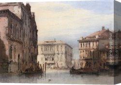 Isle Canvas Paintings - View Of The Ca Foscari on Grand Isle by William Callow