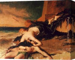 Etty Canvas Paintings - Hero and Leander by William Etty