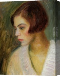 Head Canvas Paintings - Head of a French Girl by William Glackens