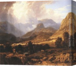 Landscape with a Lake Canvas Paintings - Landscape in the Lake District with the Vale of St. John between Thirlmere and Keswick by William Havell