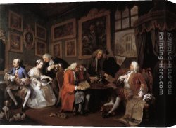 Marriage Canvas Paintings - Marriage &agrave; la Mode 1. The Marriage Settlement by William Hogarth