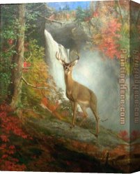 Stag Canvas Paintings - Majestic Stag by William Holbrook Beard
