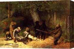 Hunters Canvas Paintings - Making Game of the Hunter by William Holbrook Beard