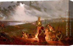 Battle Canvas Paintings - The Bivouac - The British Lines The Night Before The Battle Of Waterloo. June 17th 1815 by William Holmes Sullivan