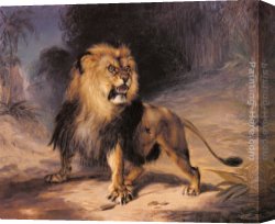 Huggins Canvas Paintings - A Lion by William Huggins