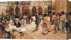 Piazza Canvas Paintings - Piazza of St Mark's, Venice by William Logsdail