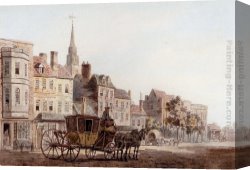 York Canvas Paintings - A Coach And Horse Entering York by William Marlow