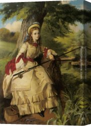 Portrait of a Young Lady Canvas Paintings - A Young Lady Fishing by William Maw Egley