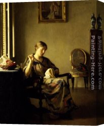 Sewing Canvas Paintings - Woman Sewing by William McGregor Paxton