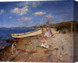 Sunny Canvas Paintings - A Sunny Day at Shinnecock Bay by William Merritt Chase