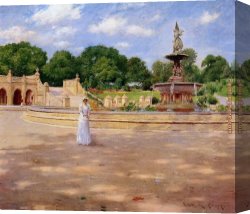 October Stroll Canvas Paintings - An Early Stroll in the Park by William Merritt Chase