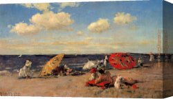 William Merritt Chase Canvas Paintings - At The Seaside by William Merritt Chase