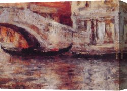 Venetian Canvas Paintings - Gondolas Along Venetian Canal by William Merritt Chase
