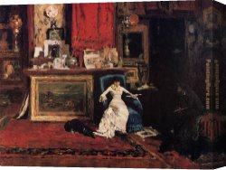 Interior Canvas Paintings - Interior of the Artist's Studio aka the Tenth Street Studio by William Merritt Chase