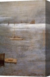 Anchored Canvas Paintings - Sailboat at Anchor by William Merritt Chase